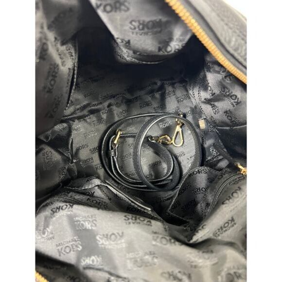 Michael Kors Bedford Black Leather Satchel Gold Hardware - Picture 9 of 12